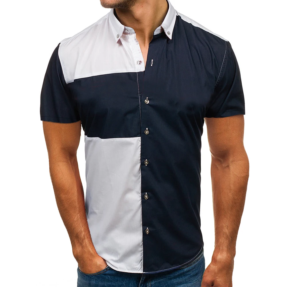 2019 Летняя мужская рубашка модная повседневная с коротким рукавом|Повседневные