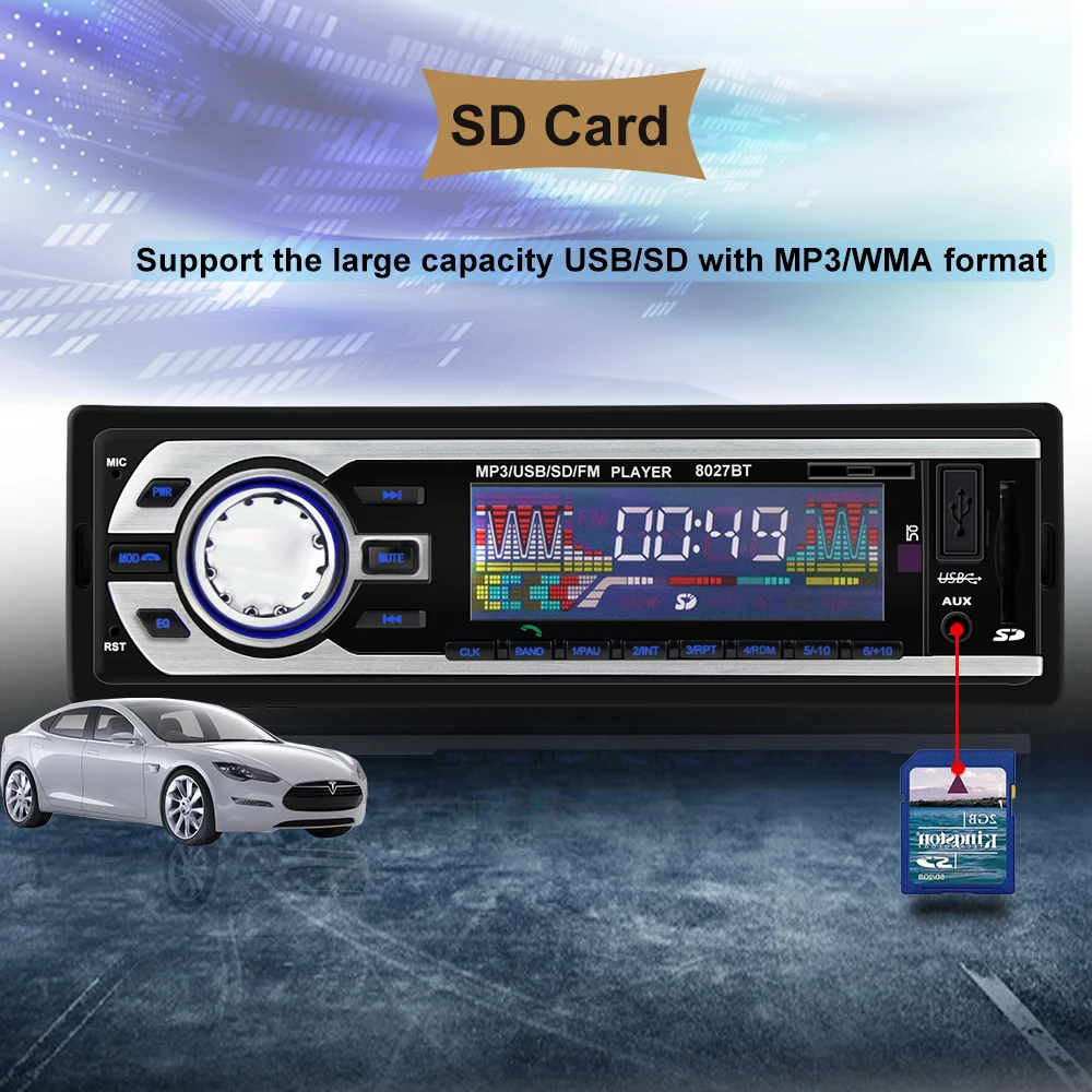 1 Din радио Bluetooth автомобиля 12 V-24 V SD MP3 плеер в машине автомагнитолы Авто аудио стерео Карро автомобильное зарядное устройство с Зарядное устройство автомобильный радиоприемник