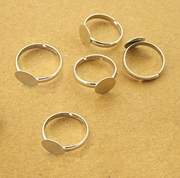 70 шт. клеевая прокладка 8 мм Diy Посеребренная кольцевая основа Anillo Регулируемые