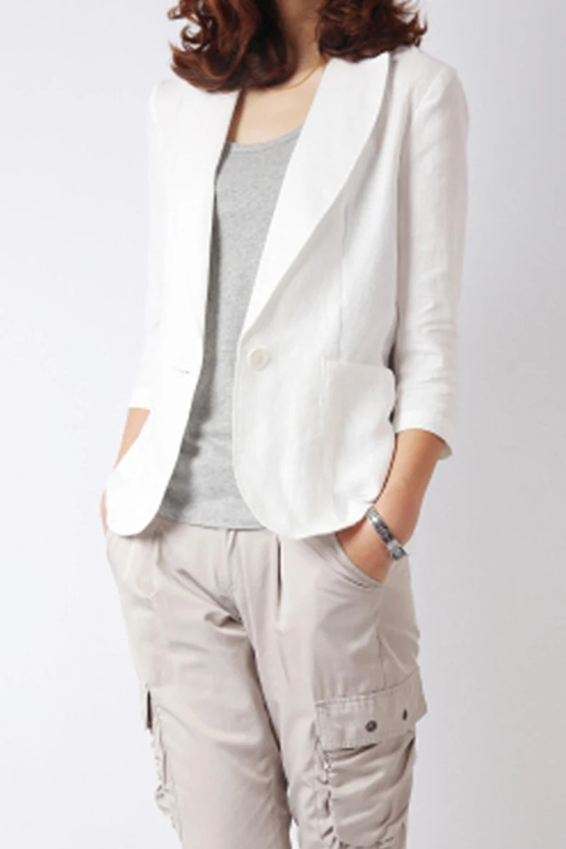 Новинка хлопковый и льняной маленький костюм женские блейзеры корейское