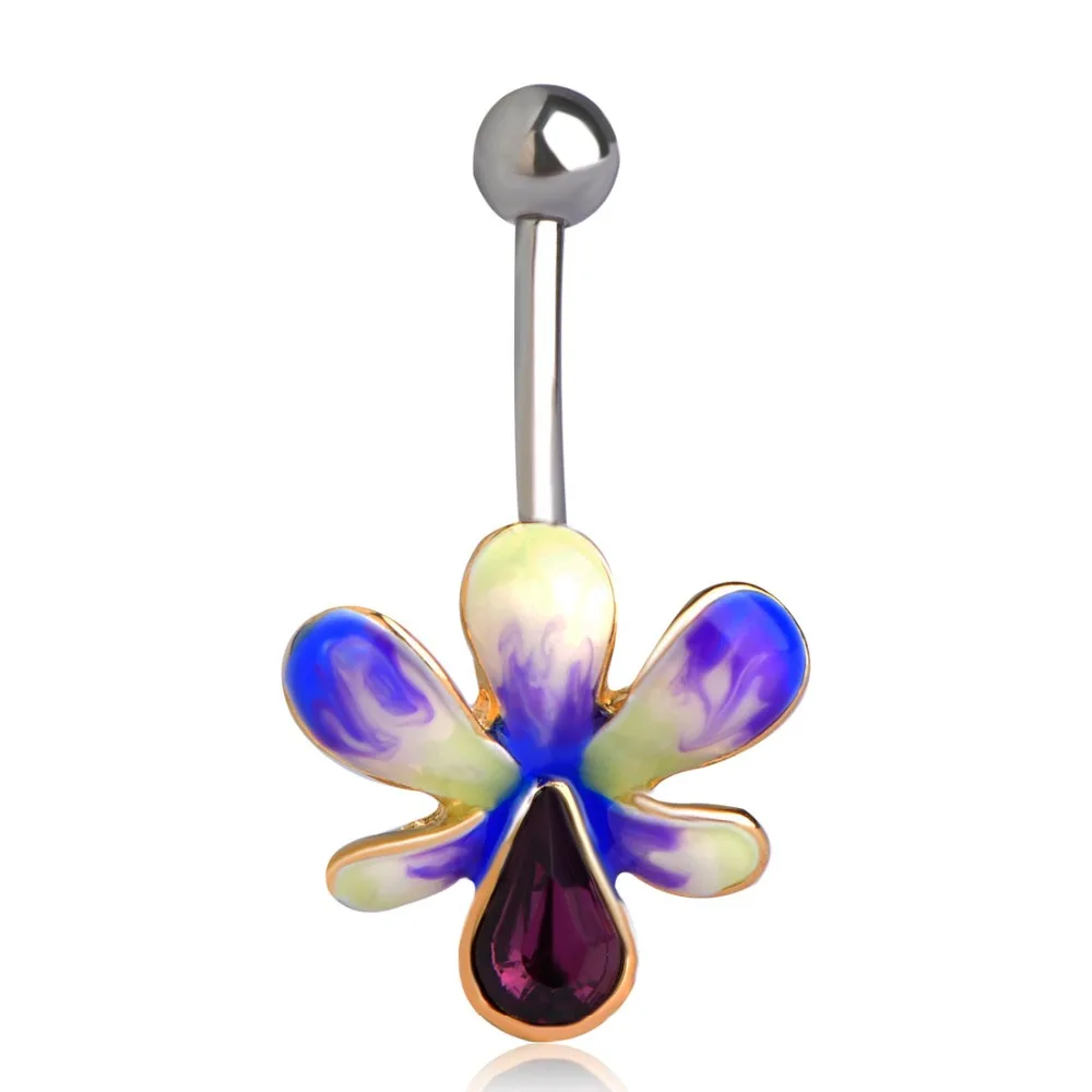 Модное Хрустальное цветочное пупочное кольцо Пирсинг пупок пупка Лабрет