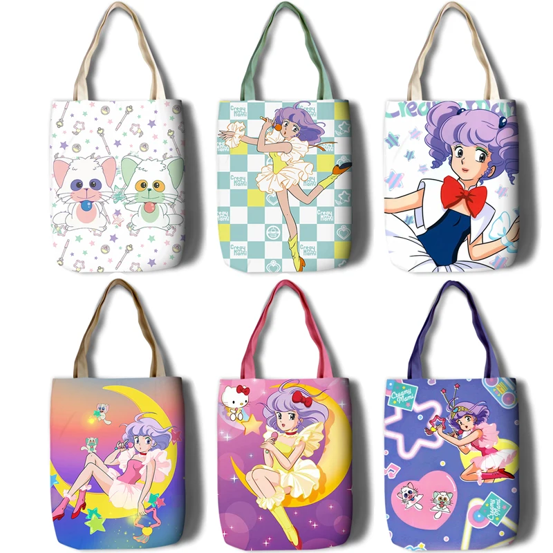 Creamy Mami японская женская Большая вместительная сумка-тоут, Холщовая Сумка на плечо, портативные пляжные сумки для покупок, Повседневная Сумка-тоут Feminina