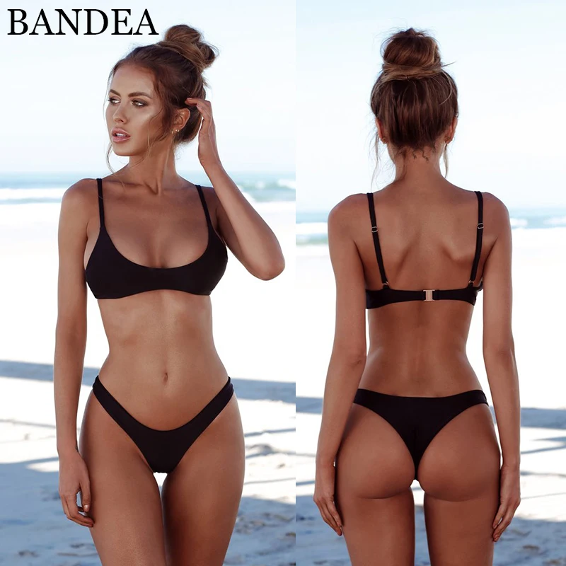 BANDEA 2019 комплект бикини сексуальный купальник пуш ап Женский однотонный пляжная
