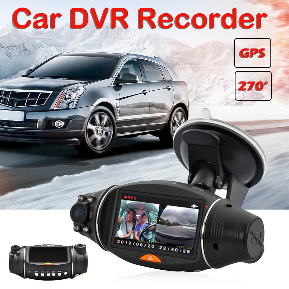 Новая Автомобильная dvr камера, Автомобильный видеорегистратор, gps, двойная камера HD 720 P, ночное видение, двойной объектив, dvr рекордер, видеорегистратор, 2,7 дюймов, видео рекордер, ИК