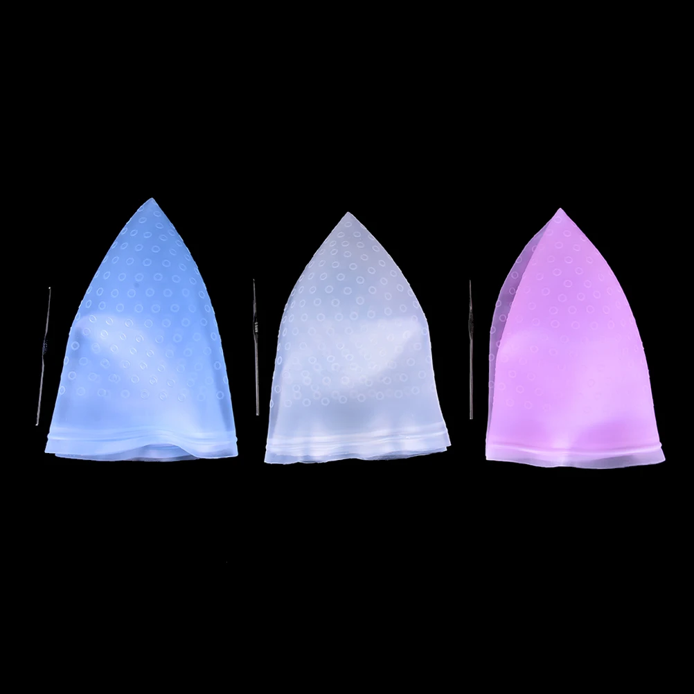 

Pro Salon Dye Silicone Cap + Hook Hair Salon Color Coloring Highlighting Reusable Set Frosting Tipping Dyeing Color Tools