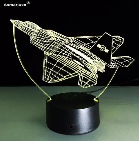 Крутая игрушка 3D самолет Warplane модель лампы Креативный ночник Touch Jet самолет настольная лампа светодиодный Иллюзия голограммы лампа прикроватная - Испускаемый цвет: Aircraft Lamp 6