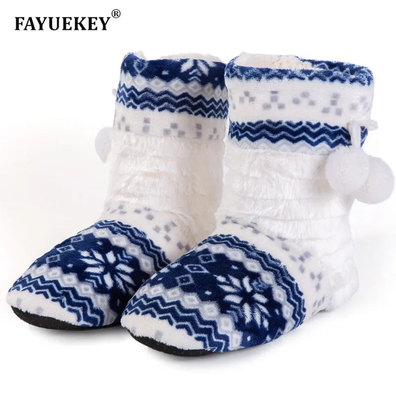 FAYUEKEY/новые зимние домашние тапочки с мягкой подошвой из плотного хлопка и плюша