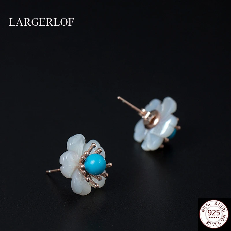 LARGERLOF Кристаллические серьги 925 пробы Серебряные Для женщин Fine Jewelry Ляпис Серьги