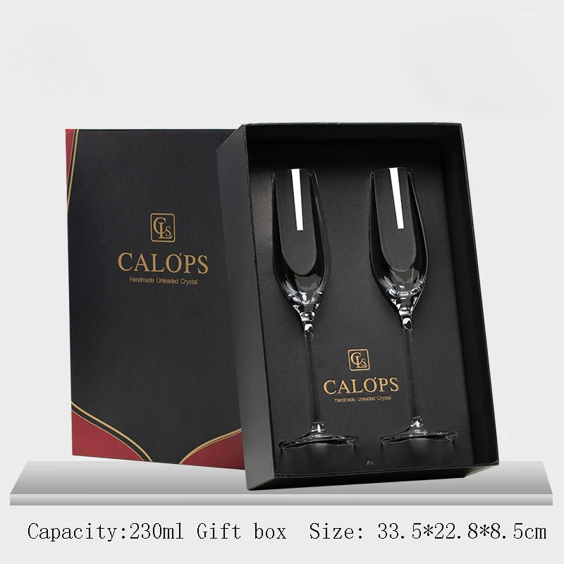 C1 230ML 1 Набор бессвинцовые Хрустальные стеклянные бокалы для шампанского, высокое качество, ручной выдув, бокал для вина, бытовой бокал, Европейская свадебная коробка, подарки - Цвет: C1 230ML