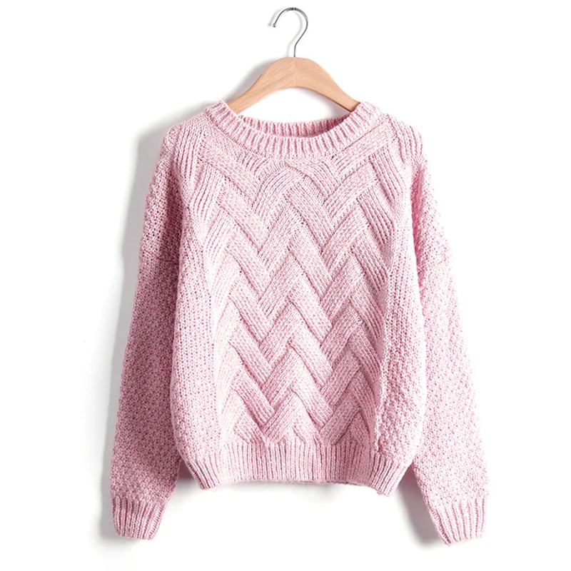 Женский мохеровый свитер зимний плотный вязаный пуловер с круглым вырезом