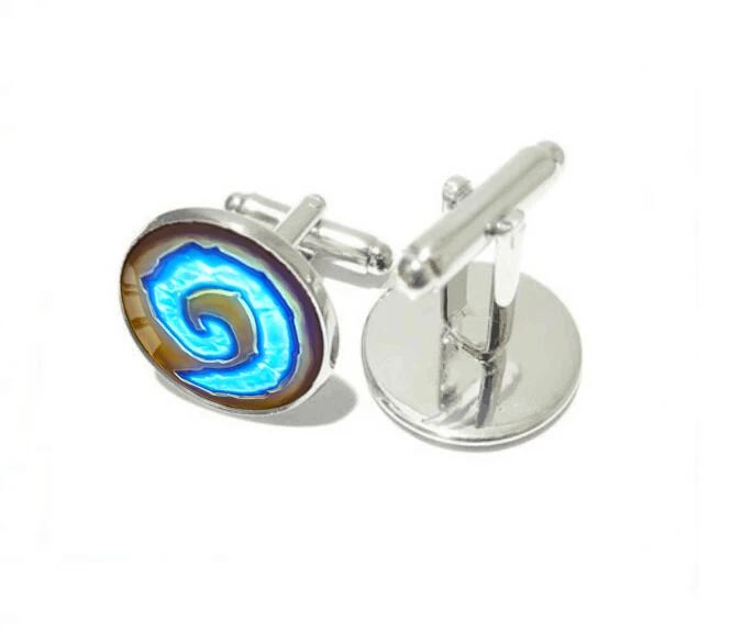 WoW World of Warcraft Hearthstone стеклянный круглый Шарм ювелирные изделия голубое стекло отправить друзей высококачественные запонки ювелирные изделия - Окраска металла: silver