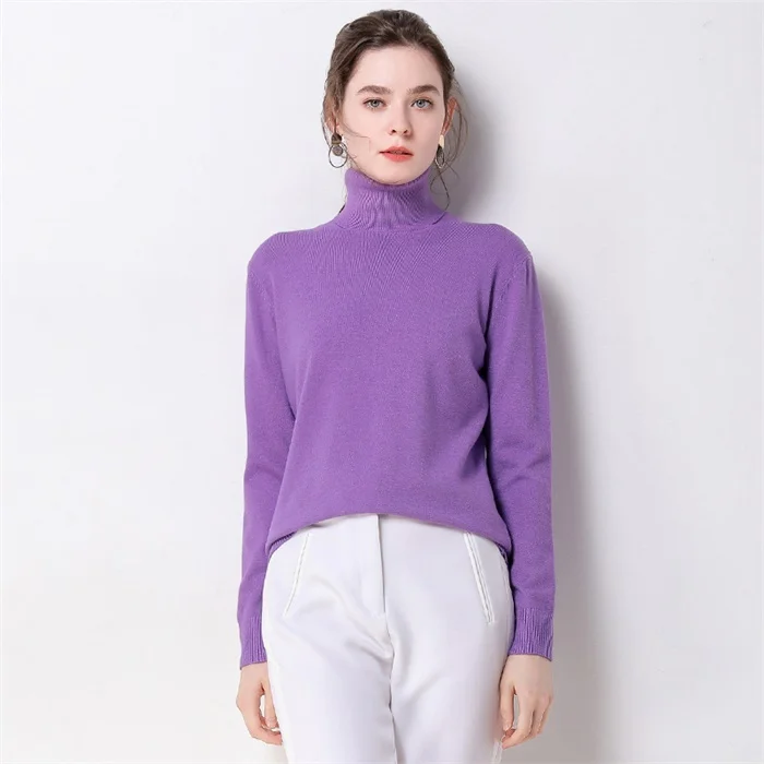 purple Autumn Winter sweater women turtleneck cashmere sweater knitted pullover women sweter fashion sweaters new Plus Size tops - Цвет: purple