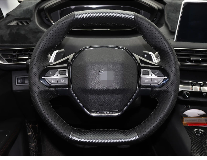 Для peugeot 5008 3008 мягкая кожаная оплетка DIY PU прошитая вручную крышка рулевого колеса внутренние аксессуары модифицированные
