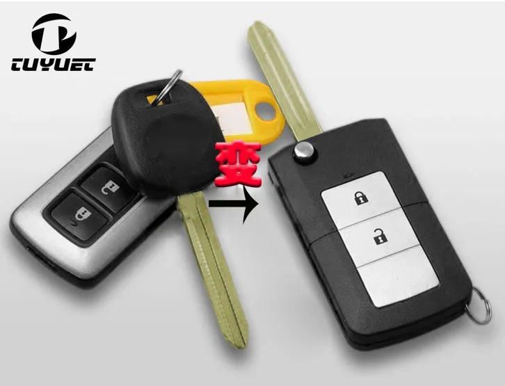 

New ! 2 Buttons Modified Flip Folding FOB Case For Toyota Highlander Yaris Remote Key Shell Blanks