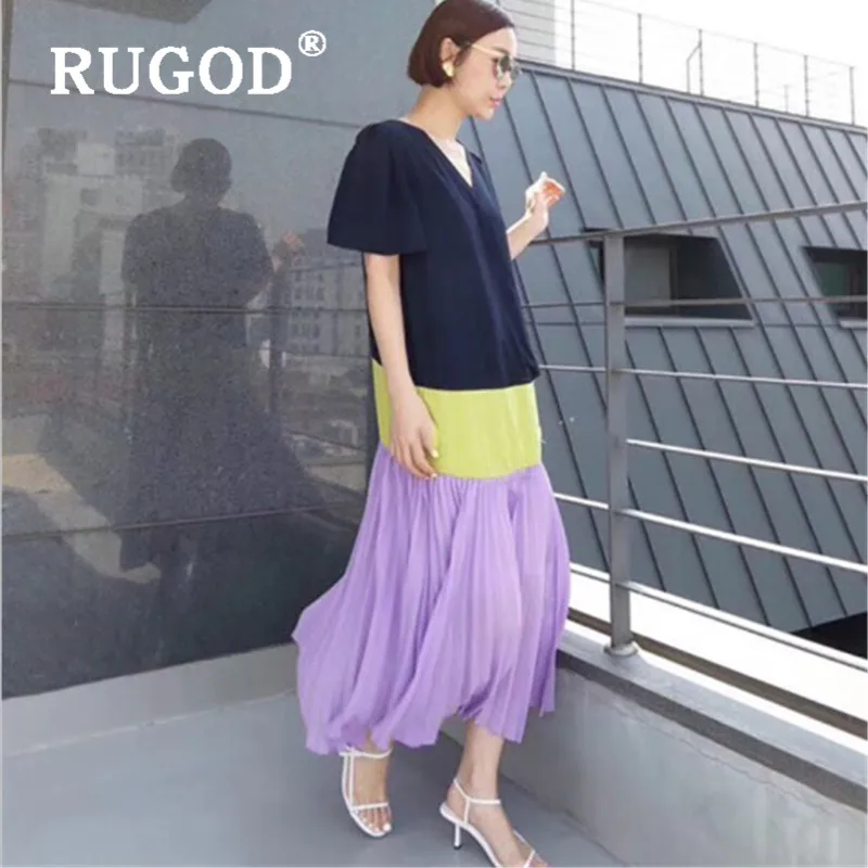 Женское шифоновое платье RUGOD Ins длинное макси в Корейском стиле летнее