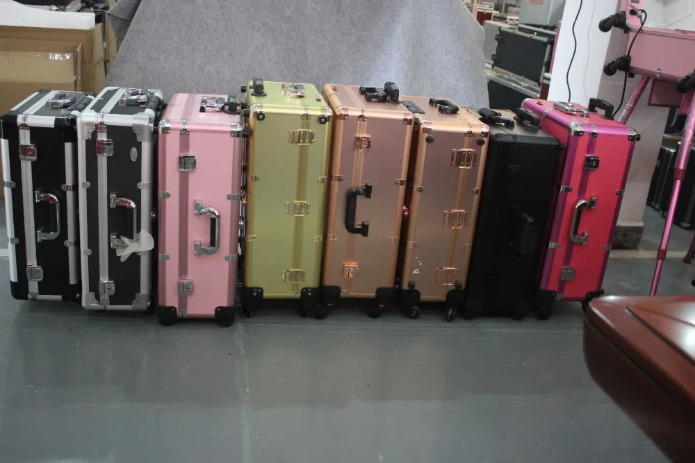 Профессиональный большой чехол для макияжа на колесиках с подсветкой и зеркалом