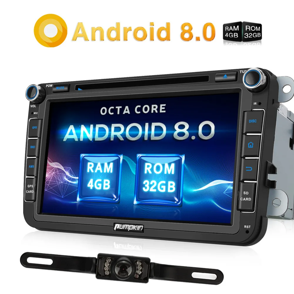 Тыква 2 Din 8 ''Android 0 автомобильный DVD плеер GPS навигация OBD2 стерео для VW/Skoda/Seat/Golf 4G