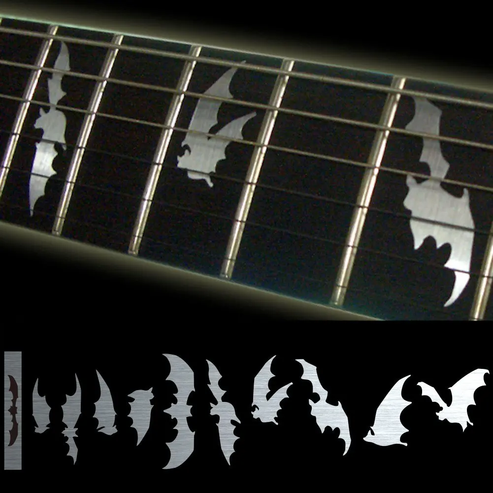 

Fretboard Markers Inlay Sticker Decals for Guitar & Bass - Bat Wing - Metallic