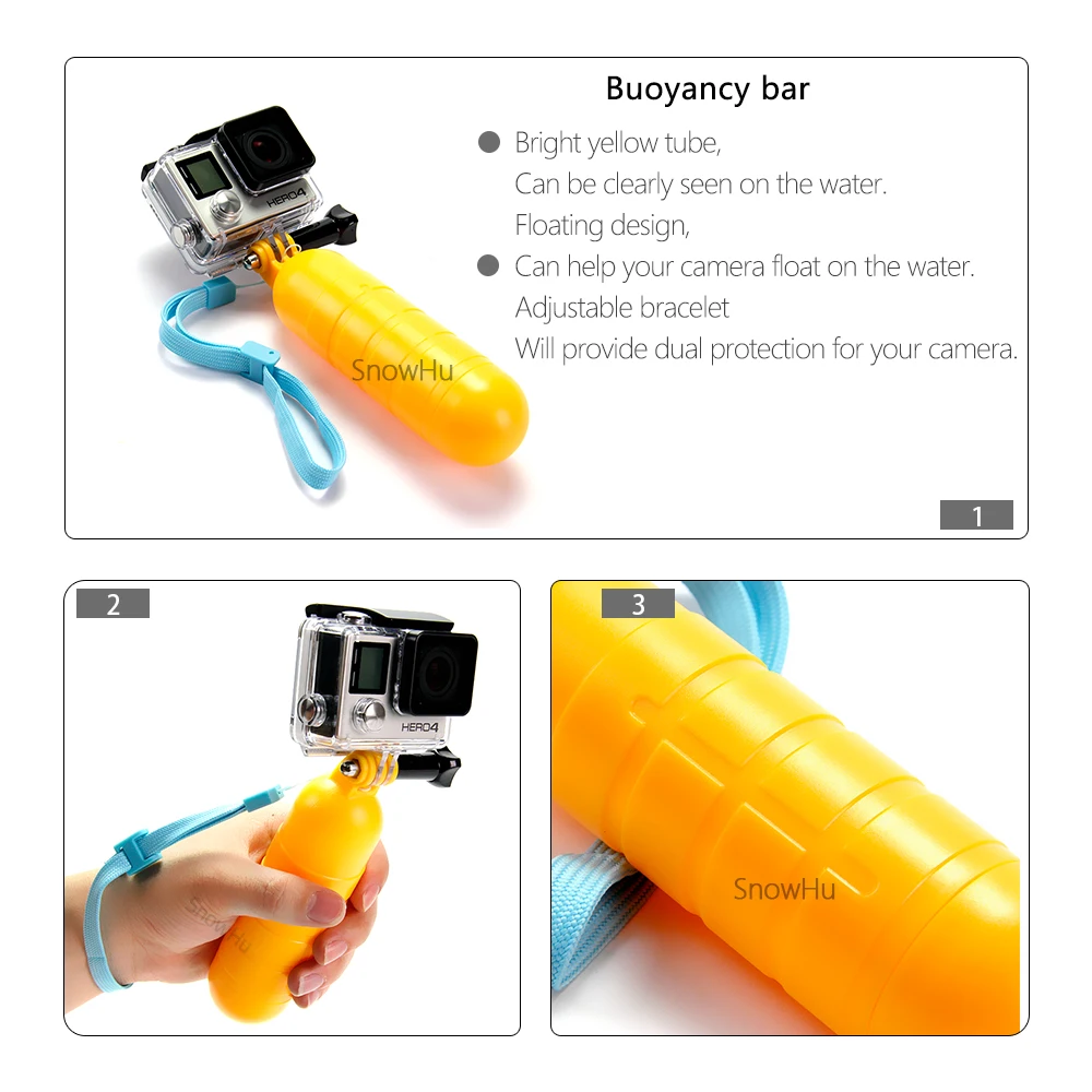 Аксессуар SnowHu для Gopro желтая водная плавающая рукоятка ручка поплавок Hero 9 8 7 6 5 Yi 4K