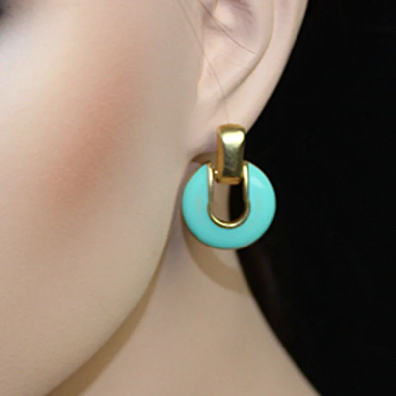 Женские украшения из мятно зеленой глины круглые серьги для девочек на день