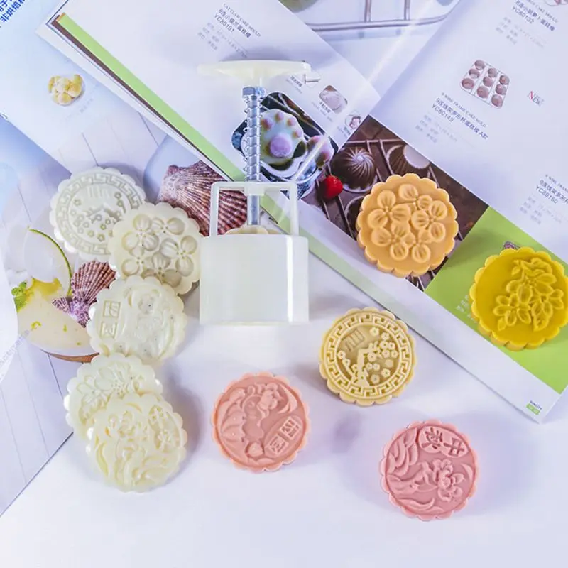 75 г Mooncake Moon Cake Плунжер Кондитерские формы формочки для печенья с 5 цветочными штампами May06