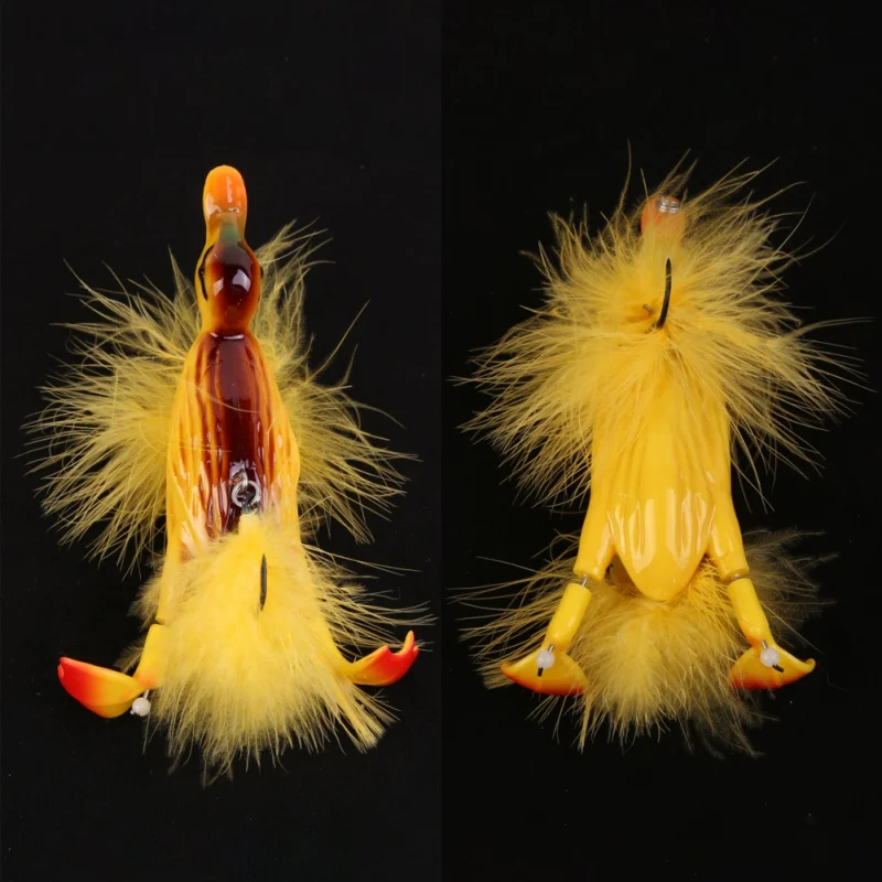 3D Stupid Duck Topwater Fishing Floating Artificial Bait, Plopping and Splashing Feet Hard Fishing Geer