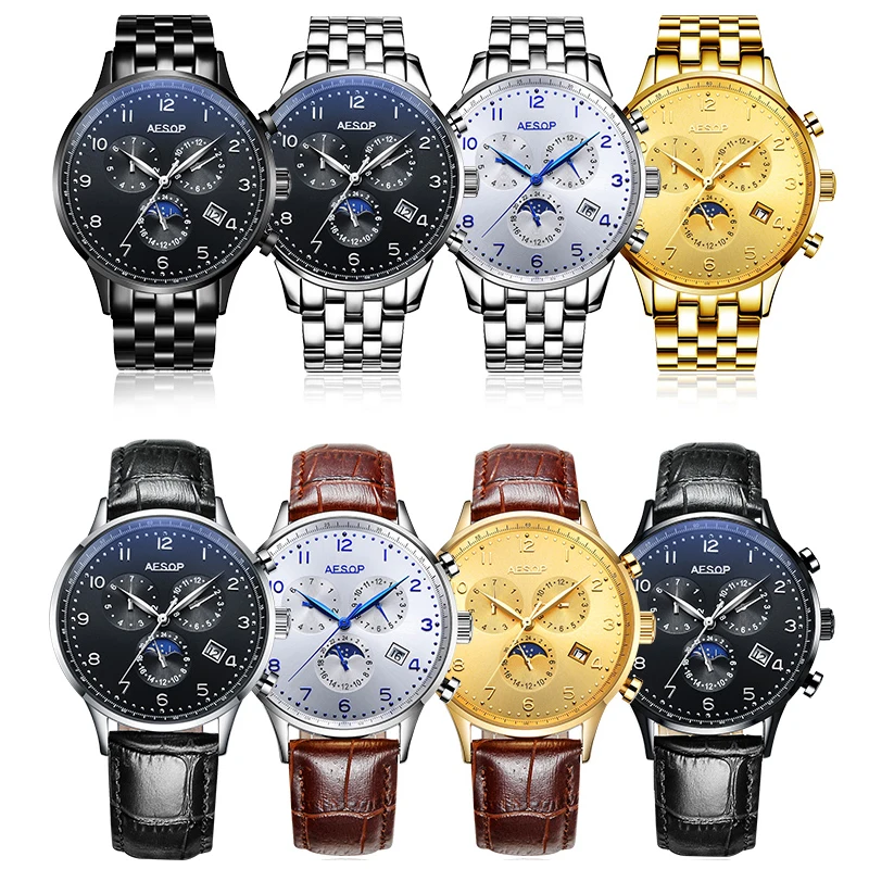 

AESOP Watch Men Luxury Automatic Watch Stainless Steel Men's Mechanical Wrist Watch Waterproof Male Clock Men Relogio Masculino
