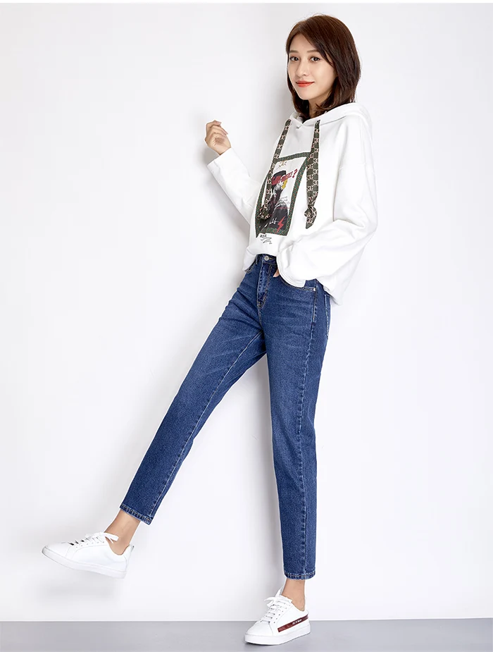 Женские классические джинсы LEIJIJEANS, голубые хлопковые свободные брюки из денима, полной длины, джинсы-бойфренды со средней посадкой, большие размеры, весна-лето