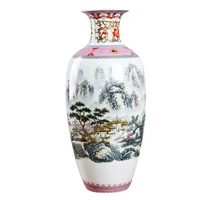 antique jingdezhen vintage eggshell ceramic vase desk accessories crafts pink flower traditional porcelain chinese vase