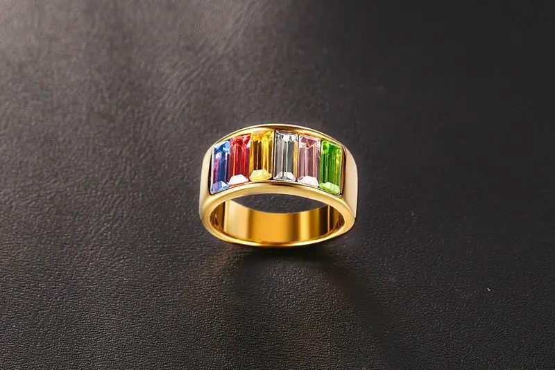 TYME 2017 новые модные товары 9 мм кольцо из нержавеющей стали золотого цвета для