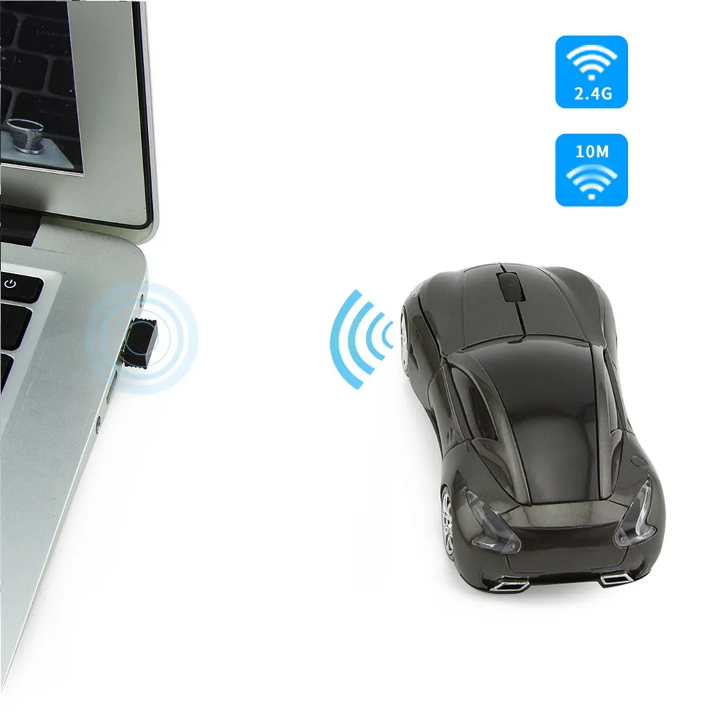 2 4 GHz 1200 точек/дюйм Беспроводная оптическая мышь USB Rolling Car Модель для планшетных ПК