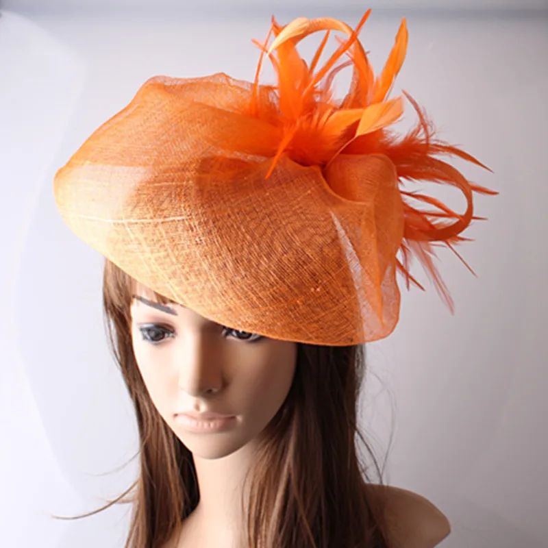 Женская Элегантная шляпка Sinamay с перьями женские аксессуары для волос Необычные