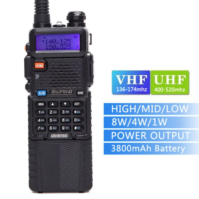 Baofeng UV-5R 8 Вт рация 3800 мАч батарея Tri-power 8 Вт двухстороннее радио 10 км VHF& УВЧ СВ радиостанция UV 5R для пеших прогулок и охоты