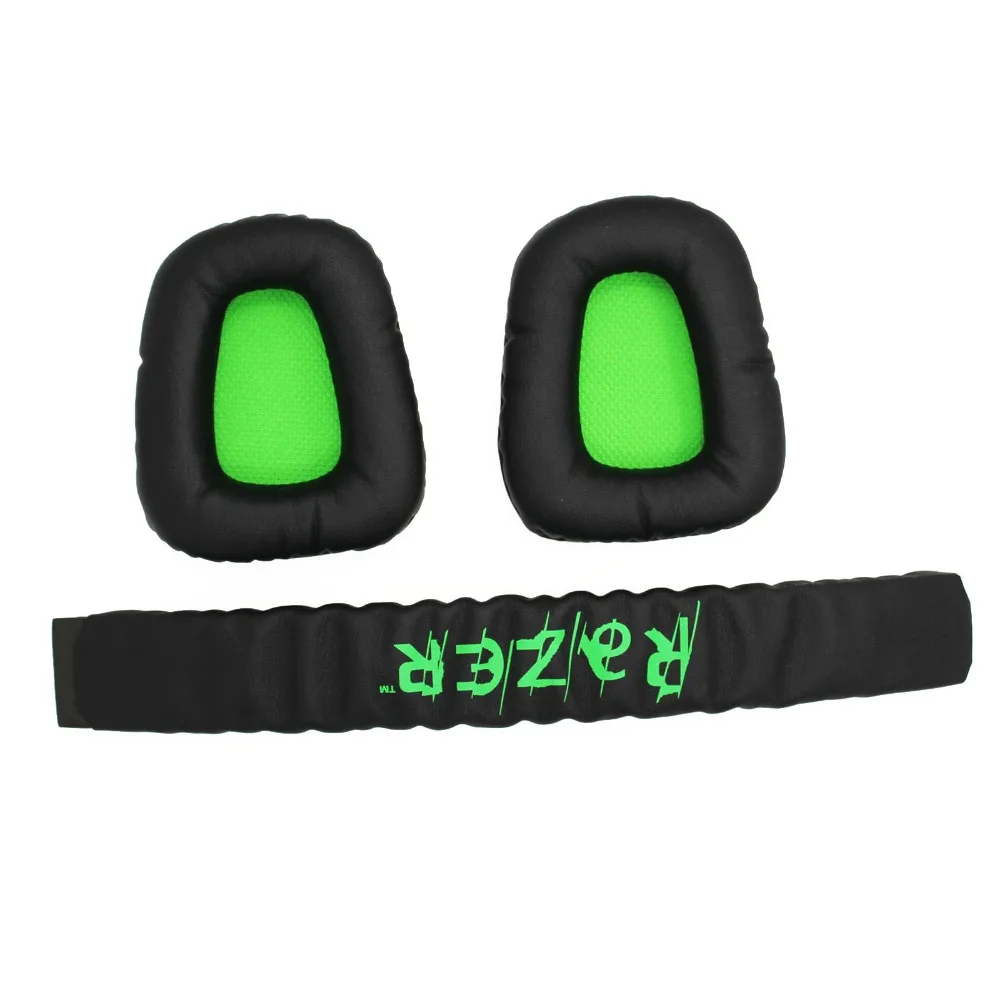 

Replacement Earpad Ear Pads Headband Cushion For Razer Electra Gaming PC Headphones Headset Black & Green
