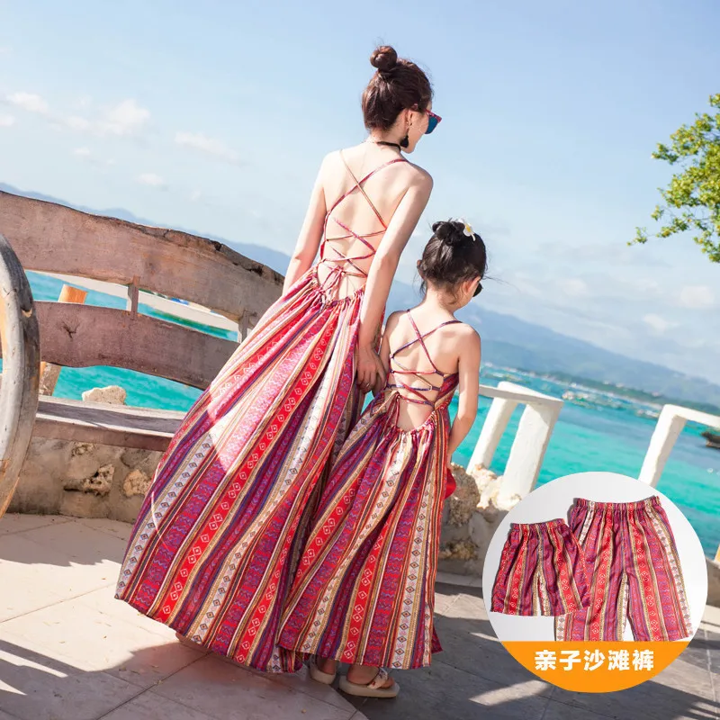 

Holiday family matching clothes mother daughter dresses parent child outfits Beach family Clothing Parent-child Casual clothes