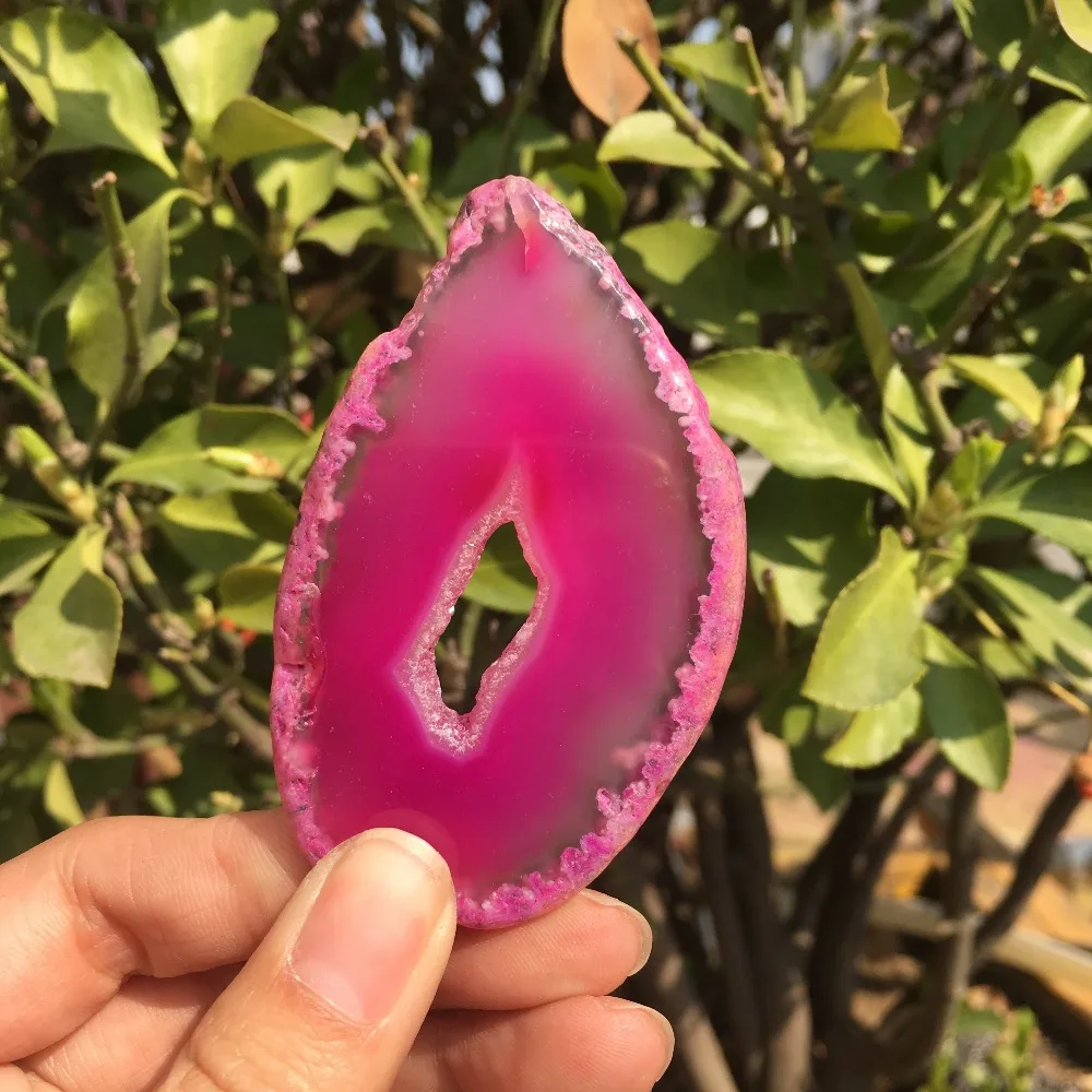 Агат геоде полированный неправильный Кристалл ломтик Бразилия исцеляющий