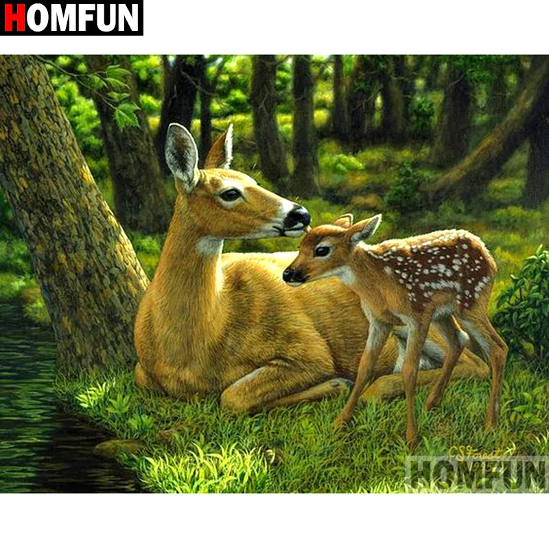 Алмазная живопись HOMFUN Олень картина с полными квадратными/круглыми стразами 5D