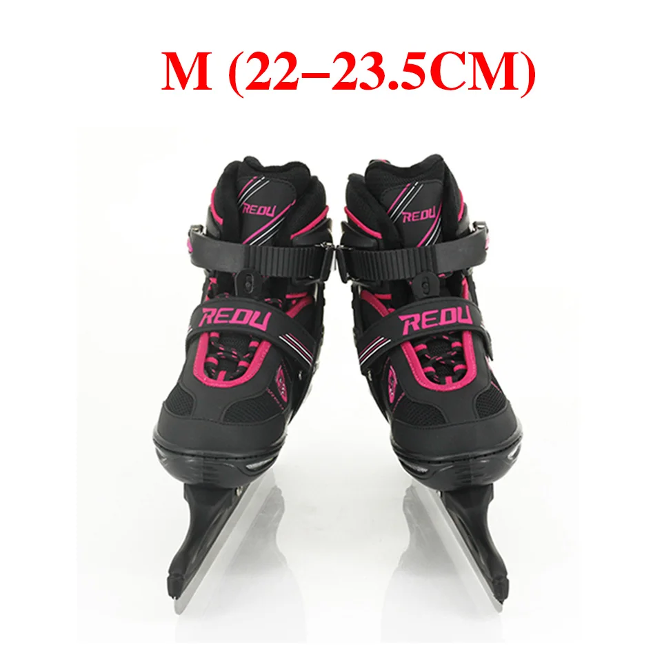 pink speed size M Коньки для коньков, обувь для трюков, для взрослых и детей, регулируемые коньки с шариковым лезвием, скоростные коньки, коньки для хоккея, нож для катания на коньках, спортивные, ID13 - Цвет: pink speed size M