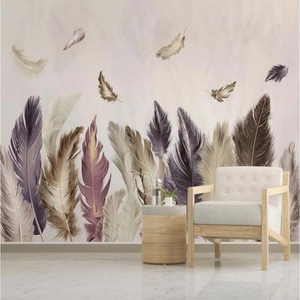 

3D Feather Wallpaper Wall Murals Decals Nordic Modern Abstract Art Wallpaper Wall Fresco Bedroom HD Printed Photo Wallpapers