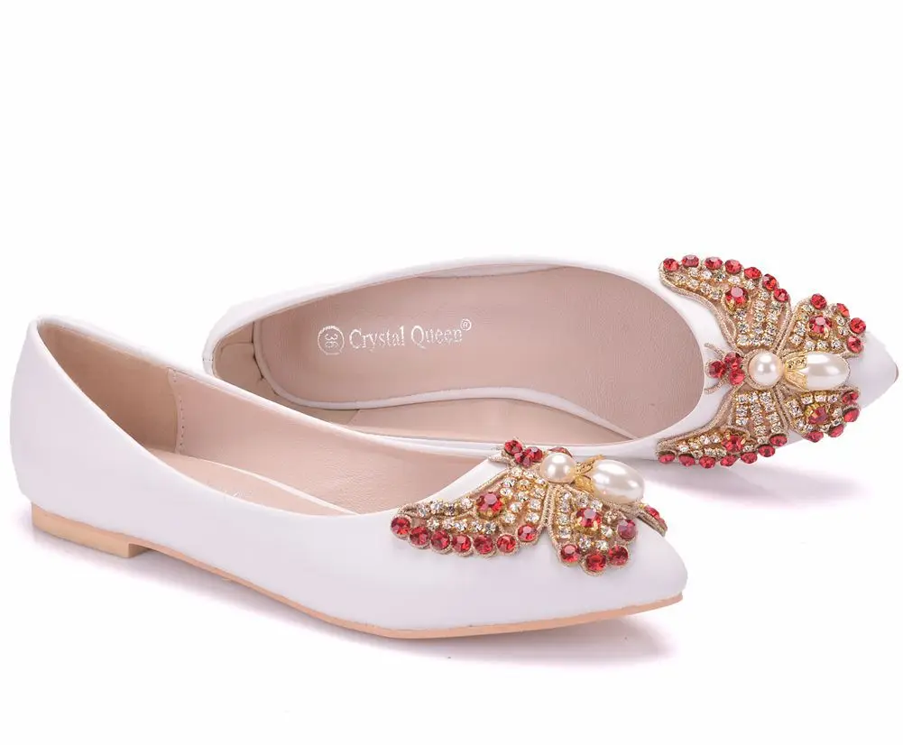 Белая бабочка свадебные туфли с украшением в виде кристаллов женские роскошные