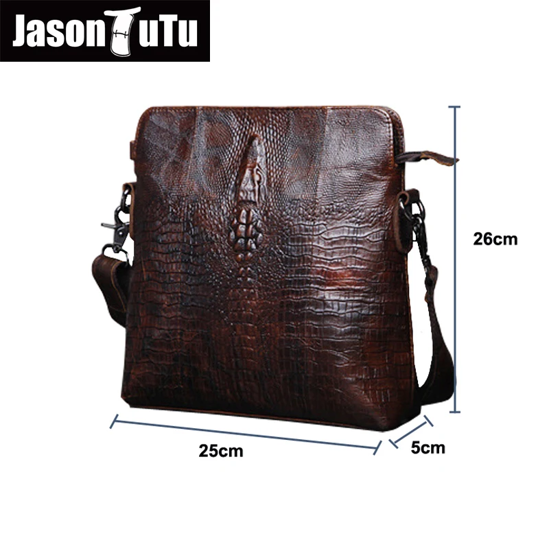 100% сумка из кожи коровы Мужская через плечо с крокодиловым узором секционная