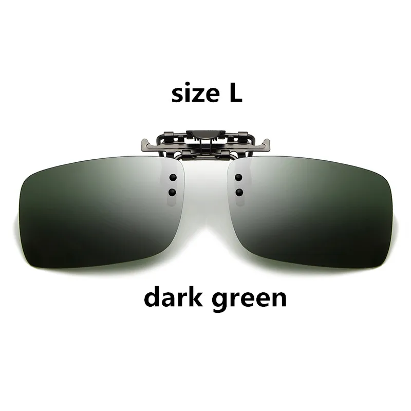 dark green L Поляризованные солнцезащитные очки клип на UV400 вождения ночного видения клип на очки Аксессуары Солнцезащитные очки линзы Óculos Gafas De Sol - Цвет линз: dark green L