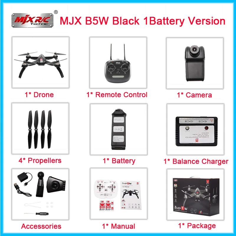 1battery Профессиональный бесщеточный двигатель gps Дрон MJX B5W Дроны с камерой HD 4K 5G wifi FPV камера RC Helicopte Квадрокоптер 20 минут полета - Цвет: 1battery