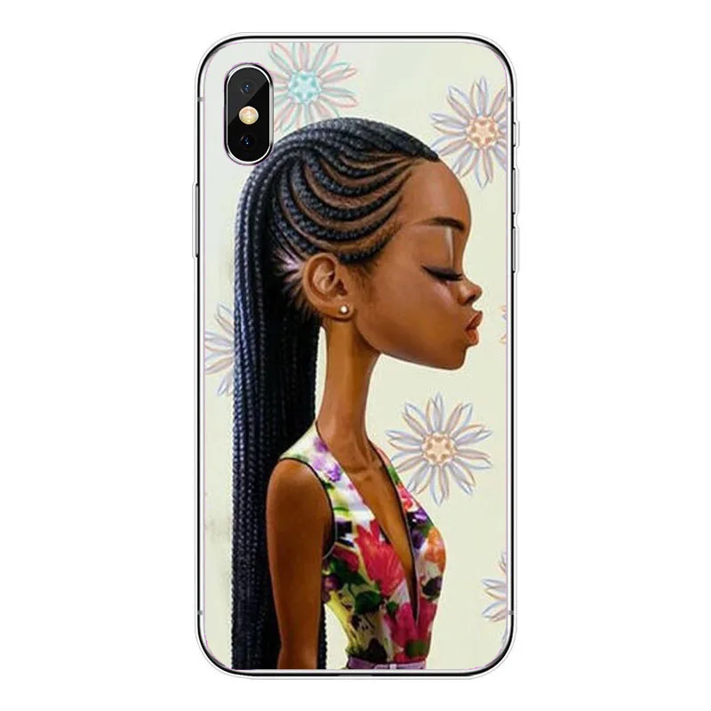 TPU Афро Девушки Тонкий Мягкий Силиконовый ТПУ чехол для телефона iPhone 11Pro Max XS MAX XR 7 6Plus X 10 8Plus черные женские художественные чехлы - Цвет: TPU
