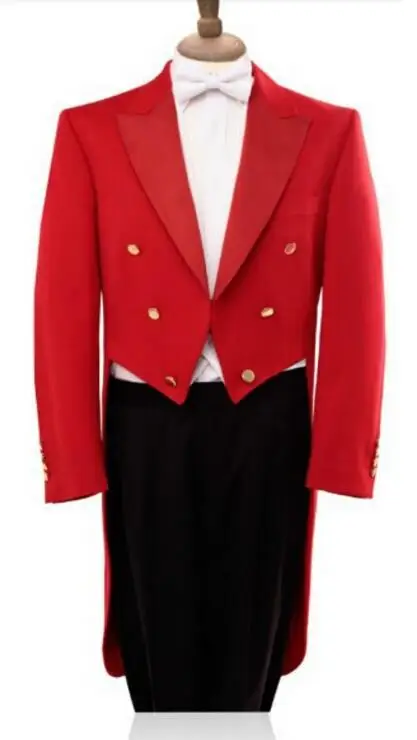 Черный фрак с левым нагрудным карманом белый жилет смокинг на заказ длинным