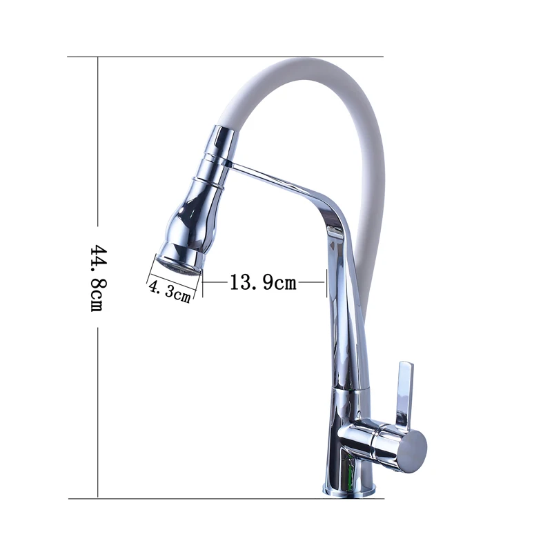 SHBSHAIMY Unique Design Chrome LED Kitchen Faucet Deck Mounted Pull Out Single Handle Hole Vessel Sink Mixer Tap Hot & Cold |
