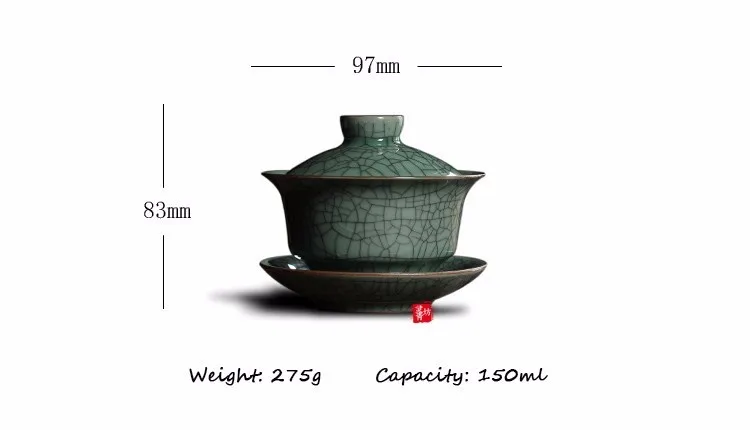[GRANDNESS] Longquan Celadon фарфоровые Gaiwan КИТАЙСКИЕ чашки кракле глазури чайная посуда 150 мл