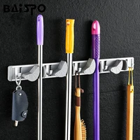quality kitchen storage tool holder 4 position with 5 hooks wall mounted storage organizer mop and broom storage holders racks