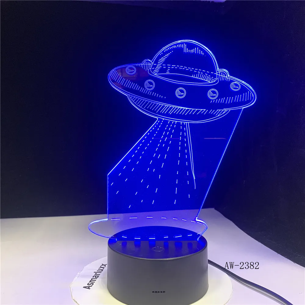 Космический корабль UFO Alien акриловый 3D RGB Ночной светильник USB светодиодный ночник