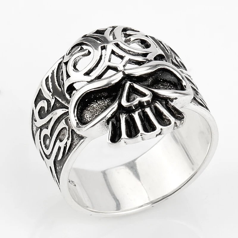 925 пробы Серебряное мужское кольцо с черепом полые маски злой демон глаза